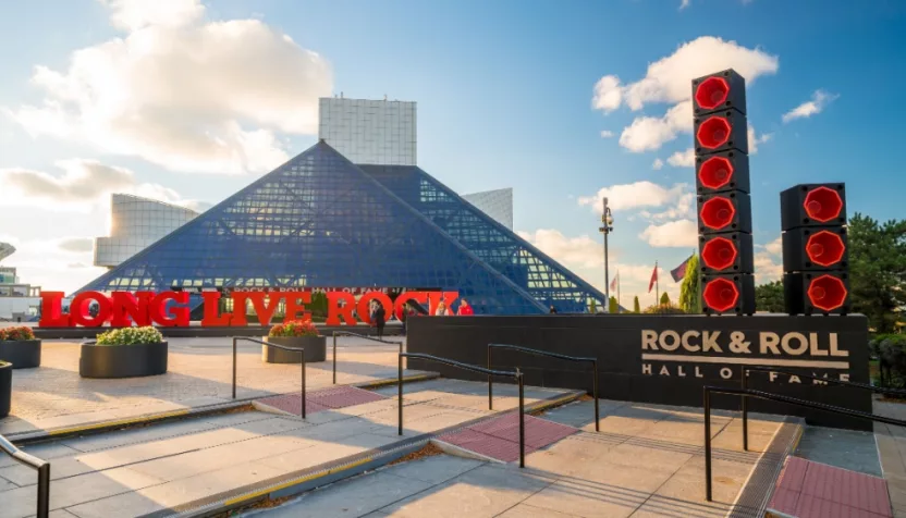 The Rock and Roll Hall of Fame and Museum in Downtown Cleveland Ohio USA on November 4^ 2016