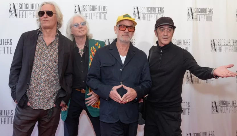 R.E.M.: Peter Buck^ Mike Mills^ Michael Stipe and Bill Berry attend 2024 Songwriters Hall of Fame Induction and Awards Gala at Marriott Marquis Hotel in New York on June 13^ 2024