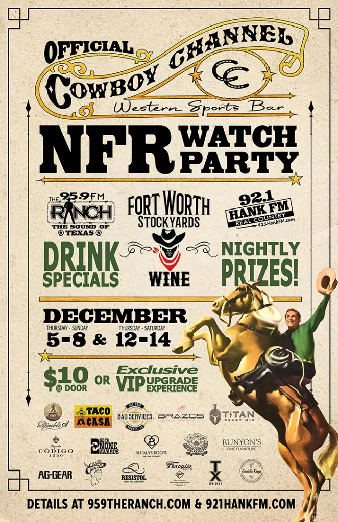 Official Cowboy Channel Bar NFR Watch Party KTFWFM