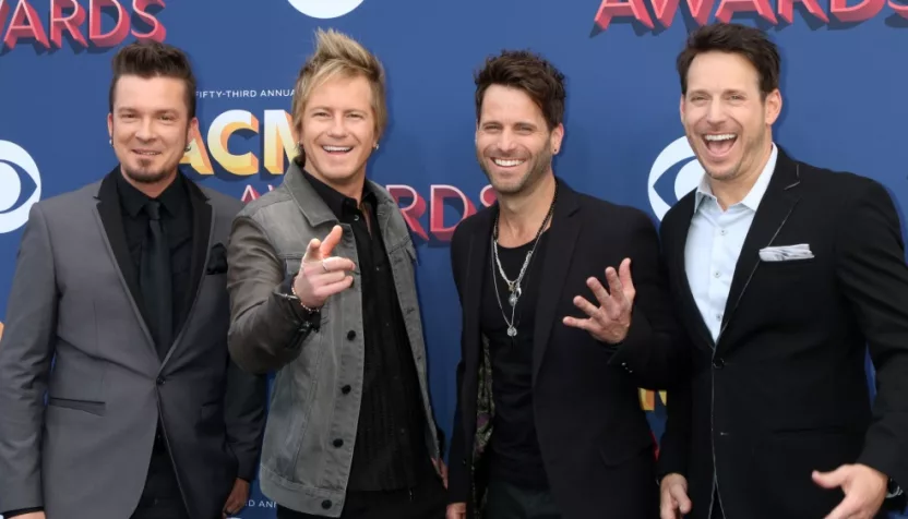 Barry Knox^ Josh McSwain^ Matt Thomas^ Scott Thomas^ Parmalee at the Academy of Country Music Awards 2018 at MGM Grand Garden Arena on April 15^ 2018 in Las Vegas^ NV