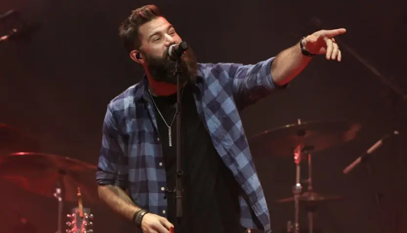 Jordan Davis performs at CMT's RAMJAM on June 3^ 2019 at TopGolf in Nashville^ Tennessee. NASHVILLE^ TN - JUN 3: