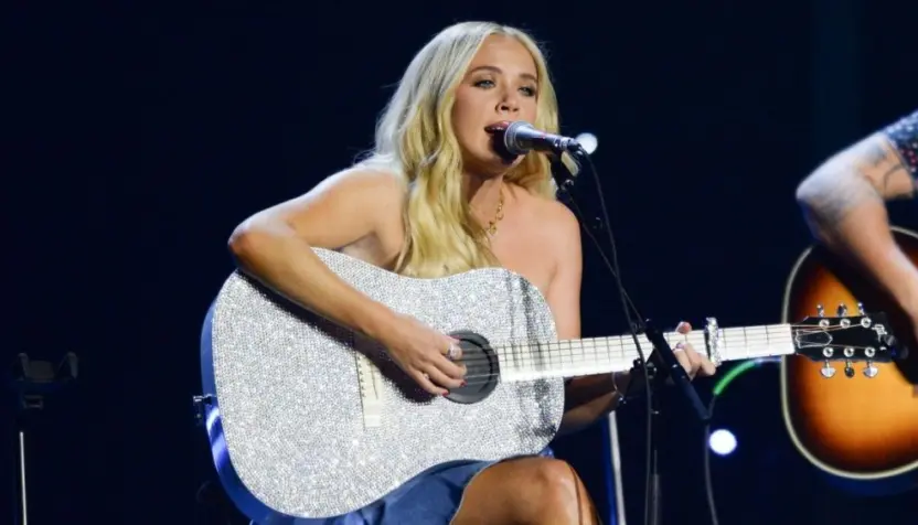 Megan Moroney performs in Hollywood^ Florida on November 14^ 2024 as part of Audacy’s Stars and Strings benefit concert.