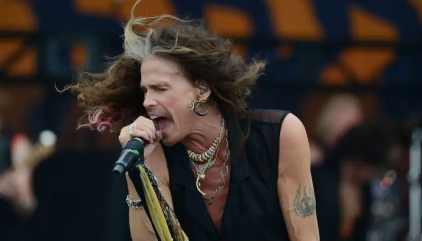 Aerosmith^ with lead singer Steven Tyler^ performs at the 2018 New Orleans Jazz and Heritage Festival. New Orleans^ LA - May 5^ 2018