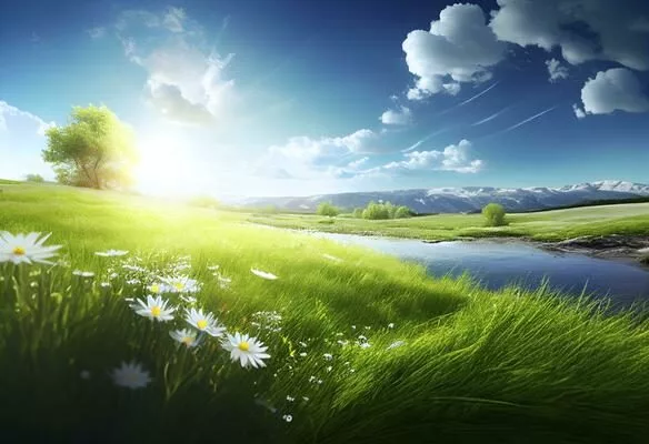 beautiful-meadow-field-with-fresh-grass-and-yellow-dandelion-flowers-in-nature-against-a-blurry-blue-sky-with-clouds-summer-spring-perfect-natural-landscape-ai-generative-photo