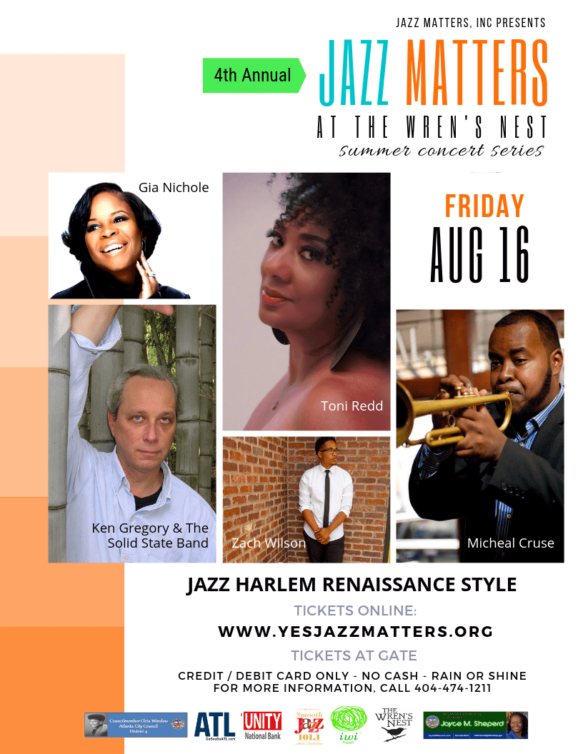 4th Annual Jazz Matters At The Wren’s Nest Summer Concert Series