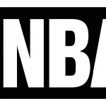 NBA logo (black and white) printed on paper and placed on white background