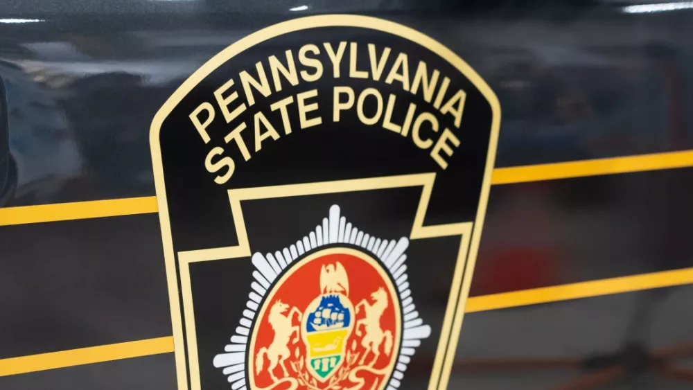 Pennsylvania State Police Trooper emblem on side of police vehicle Harrisburg^ PA / USA