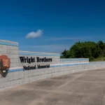 Entrance sign to the Wright Brothers National Memorial. Kitty Hawk^ North Carolina - September 1^ 2024