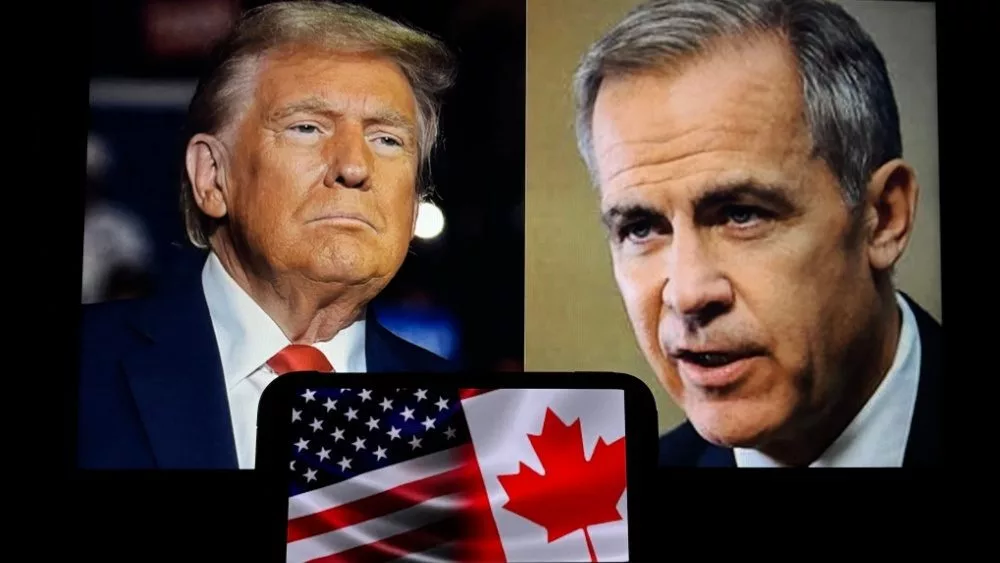 Image of Donald Trump and Mark Carney the new Canadian prime minister Toronto^ Canada - March 9^ 2025