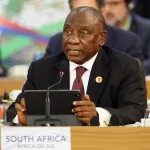 Cyril Ramaphosa^ President of South Africa^ during a meeting at the G20 plenary. Rio de Janeiro^ Brazil^ November 19^ 2024