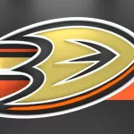 Emblem of the Anaheim Ducks. The Anaheim Ducks are a professional ice hockey team. Logo for presentation or infographics. 3D render. 3D Illustration