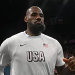 LeBron James at Paris 2024 Olympic Games match between the United States and Brazil at the Bercy Arena. Paris-France^ August 6^ 2024