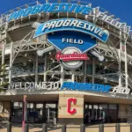 Progressive Field panorama^ home of the Cleveland Guardians. Progressive Field has been home to the MLB Guardians since 1994. Cleveland - October 18^ 2024