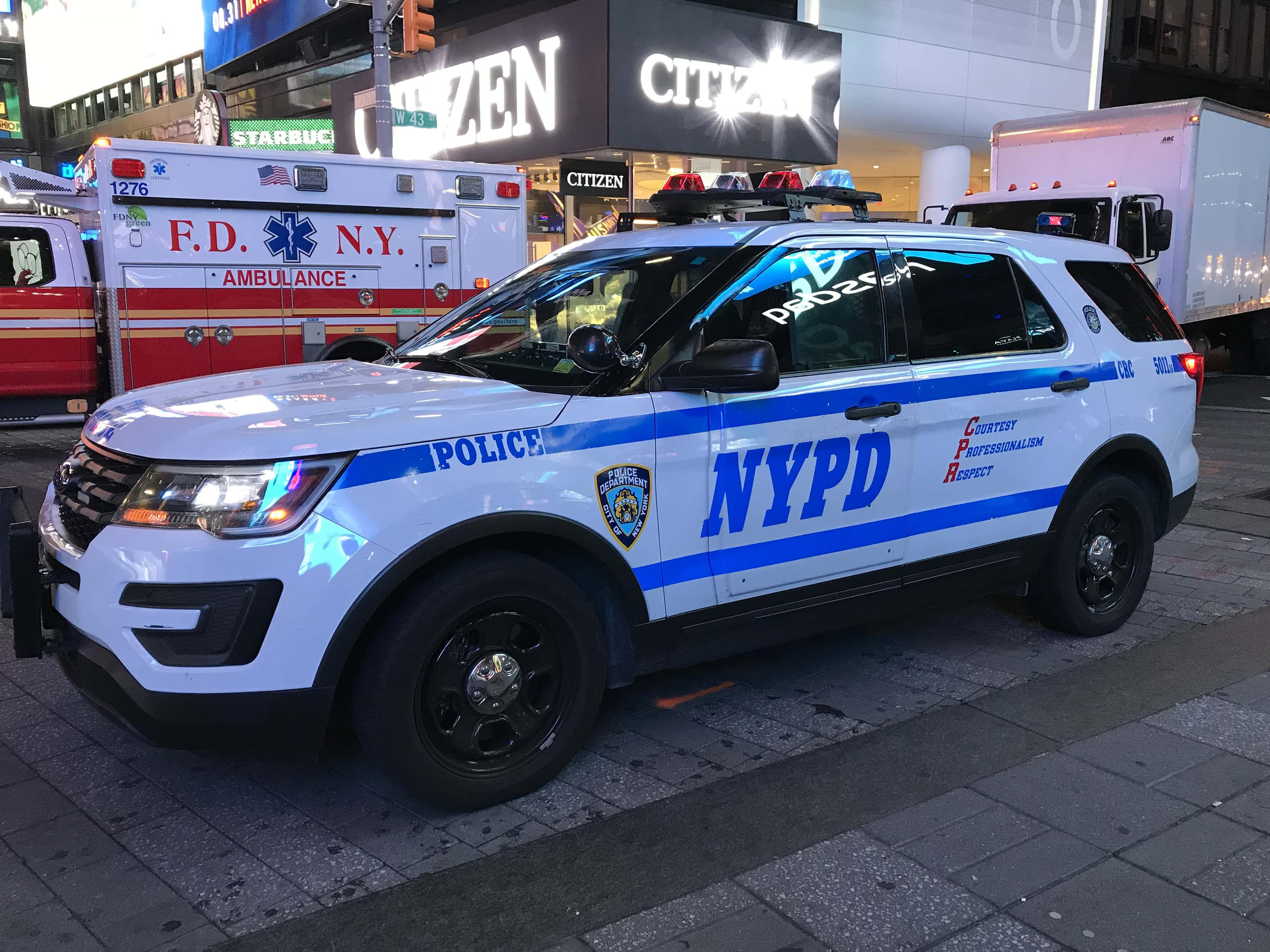 A New York Police Department vehicle