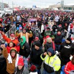 Syndication: AsburyPark: People fill a parking lot outside the Wildwood (NJ) Convention Center where President Donald Trump is scheduled to speak later Tuesday, January 28, 2020.Trump In Wildwood