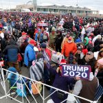 Syndication: AsburyPark: People fill a parking lot outside the Wildwood (NJ) Convention Center where President Donald Trump is scheduled to speak later Tuesday, January 28, 2020.Trump In Wildwood