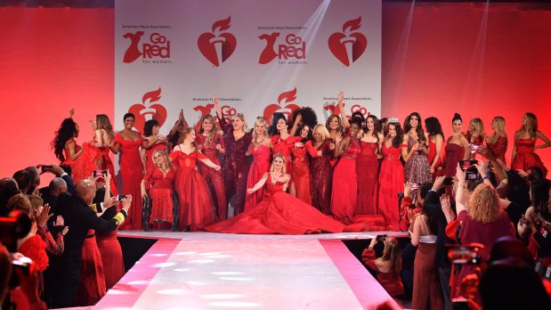 NEW YORK, NEW YORK - FEBRUARY 05: Celebrity models pose onstage during the finale of the American Heart Association's Go Red for Women Red Dress Collection 2020 at Hammerstein Ballroom on February 05, 2020 in New York City. (Photo by Slaven Vlasic/Getty Images for American Heart Association )