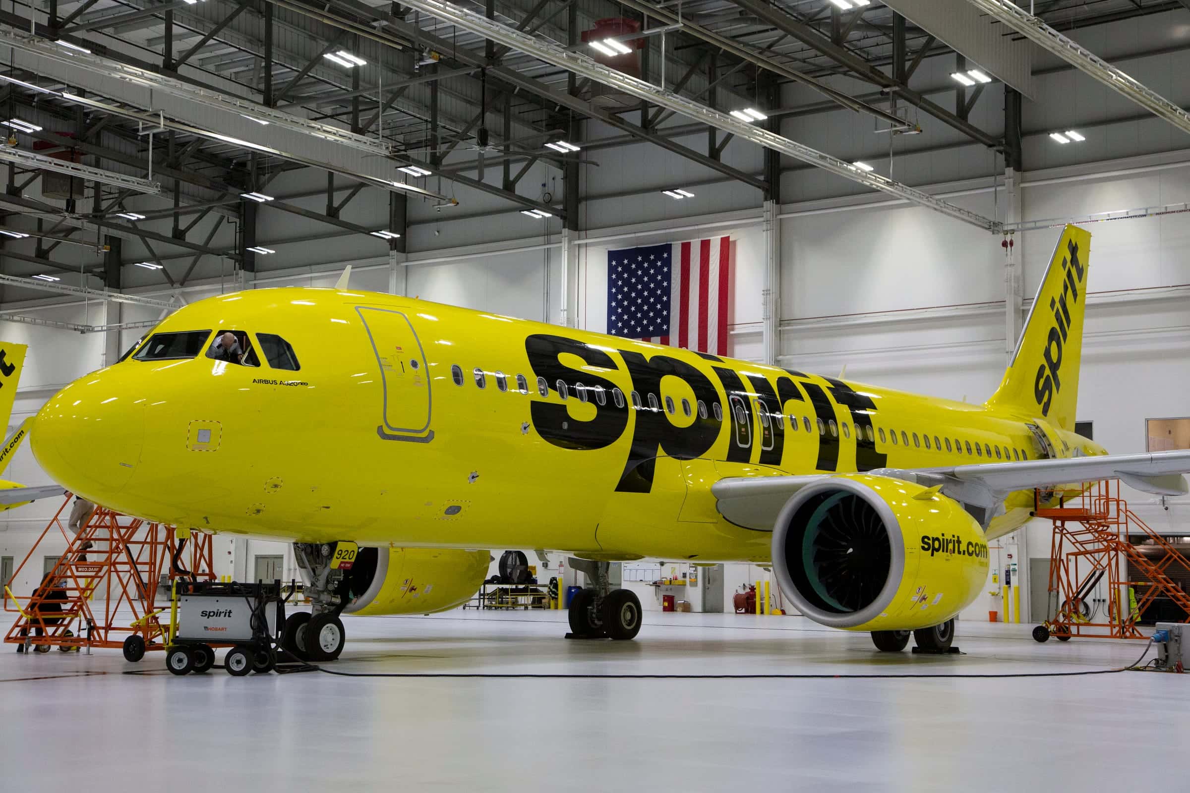 Spirit Airlines team showed off its new A320neo aircraft at their Metro Airport hanger Tuesday, Dec. 17, 2019. The A320neo includes lighter seats with a sleeker design created by UK-based Acro Aircraft Seating with thicker padding and ergonomically-designed lumbar support that offers more knee space and a one inch wider middle seat.