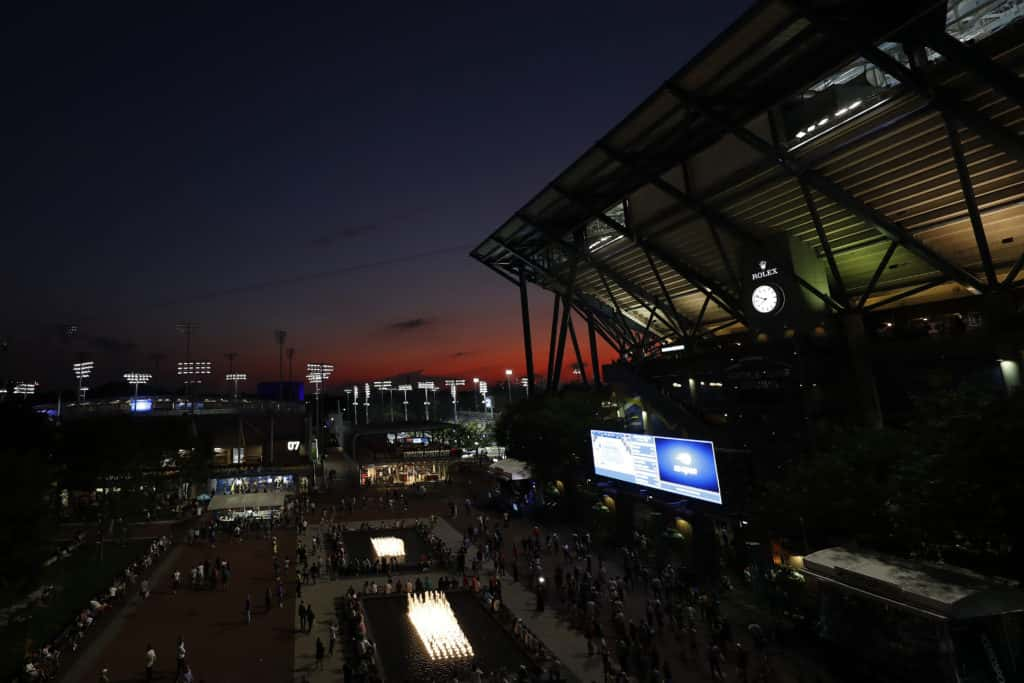 Sep 4, 2019; Flushing, NY, USA; A general view outside Arthur Ashe Stadium during the match between Bianca Andreescu of Canada and Elise Mertens of Belgium (both not pictured) in a quarterfinal match on day ten of the 2019 US Open tennis tournament at USTA Billie Jean King National Tennis Center. Mandatory Credit: Geoff Burke-USA TODAY Sports