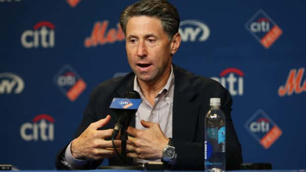 Sep 30, 2018; New York City, NY, USA; New York Mets chief operations officer Jeff Wilpon addresses the media during a press conference prior to a game against the Miami Marlins at Citi Field. Mandatory Credit: Andy Marlin-USA TODAY Sports