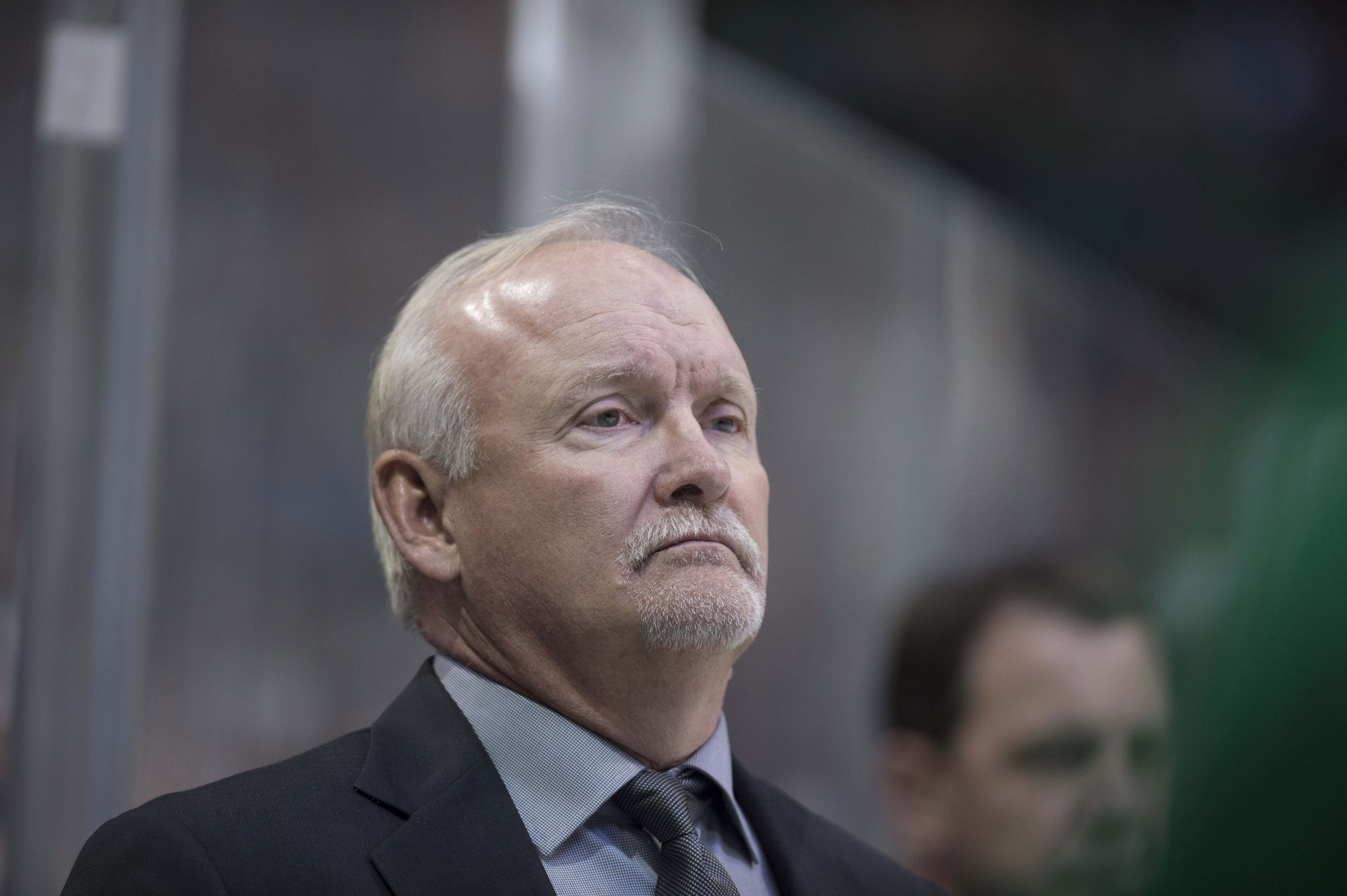 Feb 28, 2017; Dallas, TX, USA; Dallas Stars head coach Lindy Ruff watches his team take on the Pittsburgh Penguins during the second period at the American Airlines Center. Mandatory Credit: Jerome Miron-USA TODAY Sports