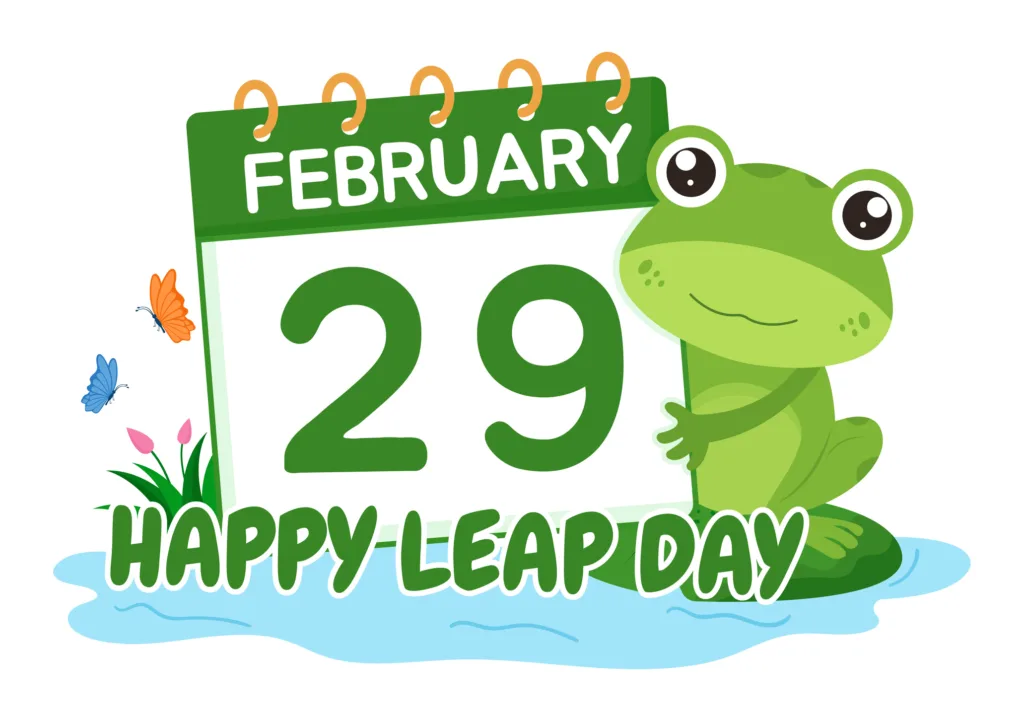 happy-leap-day-on-29-february-with-cute-frog-in-flat-style-cartoon-hand-drawn-background-templates-illustration