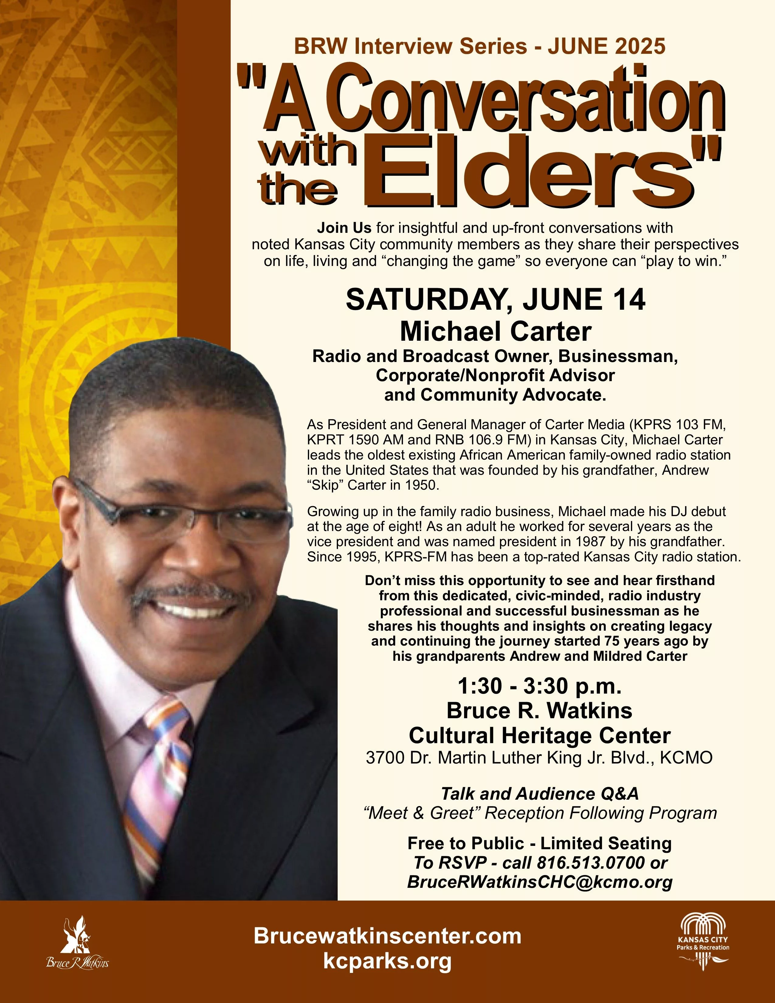 BRW “A Conversation w/the Elders” Program Flyer – Michael Carter | June 14th, 2025