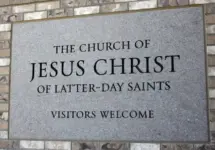 Welcome sign outside the entrance of The Church of Jesus Christ of Latter-day Saints saying 'visitors welcome'. Prescott Valley^ Arizona^ United States - March 28 2020