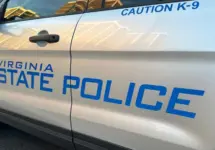 VIRGINIA STATE POLICE K-9 unit. Sign decal emblem of Virginia State Police Department ARLINGTON^ VA - JUNE 8^ 2024