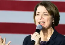 Democratic Sen. Amy Klobuchar delivers a speech during a rally for her presidential campaign at the State Theater in Falls Church^ Virginia just days before Super Tuesday Falls Church^ VA - February 28^ 2020