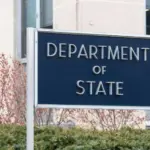 The U.S. Department of State building exterior and sign. Washington^ D.C.^ USA - February 3^ 2025