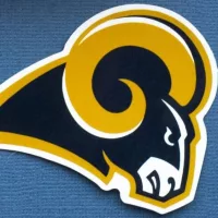 The emblem of Los Angeles Rams on a blue background.