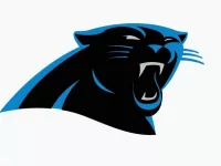 Popular editorial vector logo of Carolina Panthers is printed on white paper.