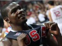 Kevin Durant celebrates winning the Gold in FIBA World Championship Final between USA and Turkey on September 13^ 2010 in Istanbul
