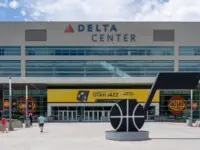 Delta Center in Salt Lake City^ Utah^ USA - June 28^ 2023. The Delta Center is an indoor venue.