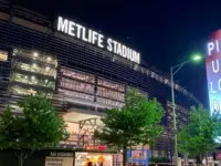 MetLife Stadium exterior view night Home of the NFL's New York Giants /Jets. EAST RUTHERFORD^ NEW JERSEY - August 15^ 2022