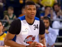 Giannis Antetokounmpo (player Milwaukee Bucks) during Antetokounbros Streetball Event 2016 at Thessaloniki. Thessaloniki^ Greece - May 22^ 2016