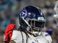 22 DERRICK HENRY TENNESSEE TITANS VS JACKSONVILLE JAGUARS JANURARY 7^ 2023 at TIAA BANK FIELD JACKSONVILLE FLORIDA