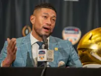 Marcus Freeman (Notre Dame)^ responds to questions during the Head Coach Presser (Capital One Orange Bowl) at the Le Meridien Hotel. Dania Beach^ FL USA - January 08^ 2025