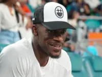 Jimmy Butler attends the semifinal match at 2023 Miami Open at the Hard Rock Stadium in Miami MIAMI GARDENS^ FLORIDA - MARCH 31^ 2023