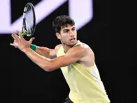 Carlos Alcaraz during the Australian Open AO 2024 Grand Slam tennis tournament on January 24^ 2024 at Melbourne Park in Melbourne^ Australia.