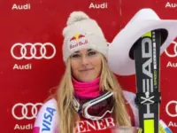 Lindsey Vonn at the 2014 Audi FIS World Cup Super G LAKE LOUISE ALBERTA CANADA ^ DEC 6 2014