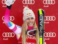Lindsey Vonn at the 2014 Audi FIS World Cup Super G LAKE LOUISE ALBERTA CANADA ^ DEC 6 2014