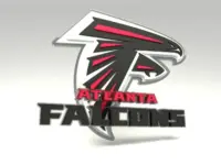Emblem of the Atlanta Falcons. The Atlanta Falcons are a professional American football team. Template for presentation or infographics. 3D render. 3D Illustration