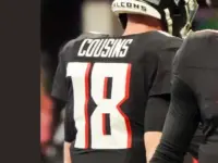 Atlanta Falcons quarterback Kirk Cousins (18) before the game against the Carolina Panthers on January 5^ 2025 at Mercedes-Benz Stadium. ATLANTA^ GA - JAN 5