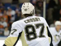 NHL Hockey player Sidney Crosby of the Pittsburgh Penguins. Penguins vs. New York Islanders at Nassau Veterans Memorial Coliseum. UNIONDALE^ NEW YORK^ UNITED STATES – May 5^ 2013