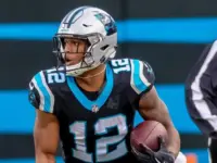 DJ MOORE (12) plays against the visiting Seattle Seahawks at Bank Of America Stadium in Charlotte^ NC. November 25^ 2018