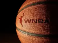 Closeup of a basketball with the WNBA logo and text Raleigh^ NC - USA - 06-13-2024