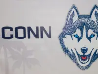 UCONN Huskies Banner in the Tampa Convention Center During the 2019 NCAA Women's Final Four Tampa Bay Tampa^ Florida / USA - April 6^ 2019