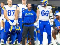 Rams head coach Sean McVay watches during an NFL preseason football game against the Cowboys at SoFi Stadium^ Saturday Aug. 9^ 2025^ in Inglewood^ Calif.